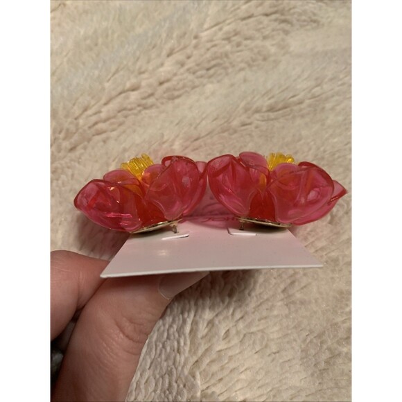 Betsy Johnson Pink & Orange Jelly Flower Earrings - Picture 4 of 6